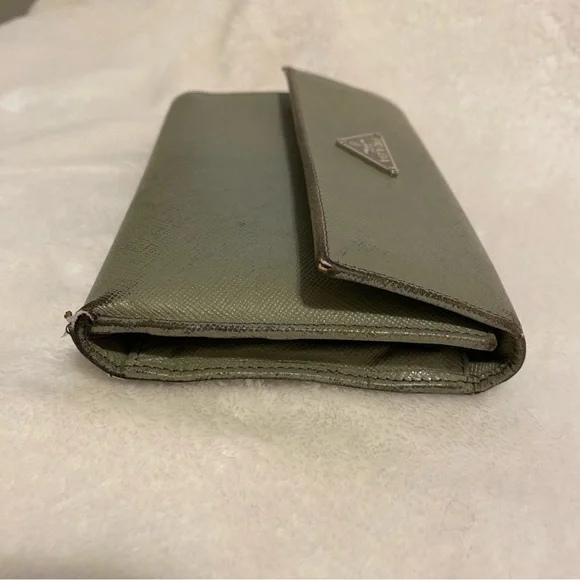 Prada Saffiano Leather Trifold Wallet - Sage - Picture 15 of 16
